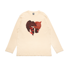 Load image into Gallery viewer, "Red Cat" Cut and Sew Wide-body Tee Beige/Black