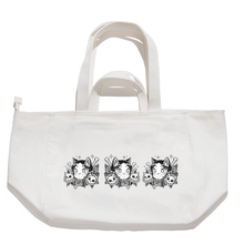 Load image into Gallery viewer, "Mewx2Skulls" Tote Carrier Bag Cream