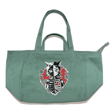 Load image into Gallery viewer, "Mewx2Skulls" Tote Carrier Bag Khaki