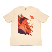 Load image into Gallery viewer, "Sunflowers" Cut and Sew Wide-body Tee White/Beige/Sky Blue