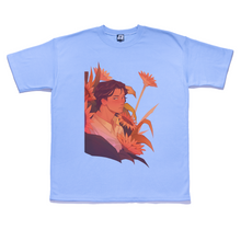 Load image into Gallery viewer, "Sunflowers" Cut and Sew Wide-body Tee White/Beige/Sky Blue