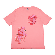 Load image into Gallery viewer, "Cowboys make better lovers" Cut and Sew Wide-body Tee Black/Salmon pink