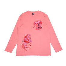 Load image into Gallery viewer, "Cowboys make better lovers" Cut and Sew Wide-body Long Sleeved Tee Black/Salmon Pink