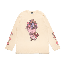 Load image into Gallery viewer, "Valentines Bouquet" Cut and Sew Wide-body Long Sleeved Tee White/Beige/Salmon Pink/Sky Blue