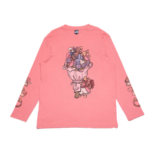 Load image into Gallery viewer, "Valentines Bouquet" Cut and Sew Wide-body Long Sleeved Tee White/Beige/Salmon Pink/Sky Blue