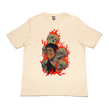 Load image into Gallery viewer, "Fire And Skulls" Cut and Sew Wide-body Tee Beige / Black
