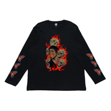 Load image into Gallery viewer, "Fire And Skulls" Cut and Sew Wide-body Long Sleeved Tee Beige / Black