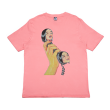 Load image into Gallery viewer, "First Phone & Last Phone" Cut and Sew Wide-body Tee Beige/Salmon Pink