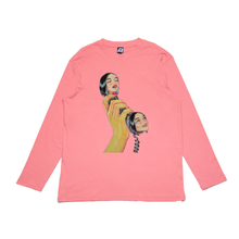 Load image into Gallery viewer, "First Phone & Last Phone" Cut and Sew Wide-body Long Sleeved Tee Salmon Pink/Beige