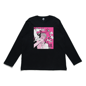 "Boy" Cut and Sew Wide-body Long Sleeved Tee White/Black