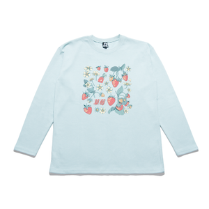"Strawberry" Taper-Fit Heavy Cotton Long Sleeve Tee Mint
