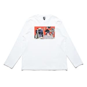 "Trim" Cut and Sew Wide-body Long Sleeved Tee White/Black