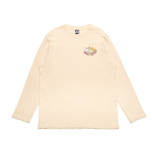 "Loser buys lunch" Cut and Sew Wide-body Long Sleeved Tee Beige
