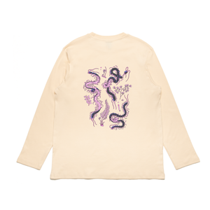 "Centipede" Cut and Sew Wide-body Long Sleeved Tee Beige