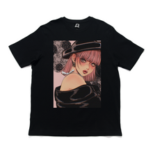 Load image into Gallery viewer, "Black and Pink" Cut and Sew Wide-body Tee Salmon Pink/Black