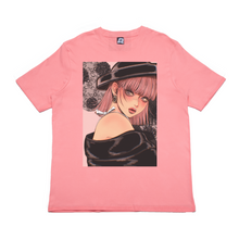 Load image into Gallery viewer, "Black and Pink" Cut and Sew Wide-body Tee Salmon Pink/Black