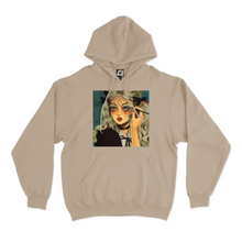 Load image into Gallery viewer, "Black Tears" Fleece Hoodie Beige/White
