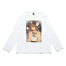 Load image into Gallery viewer, “empty heart" Cut and Sew Wide-body Long Sleeved Tee Salmon Pink/Black