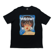Load image into Gallery viewer, "Meow" Cut and Sew Wide-body Tee Beige/Black