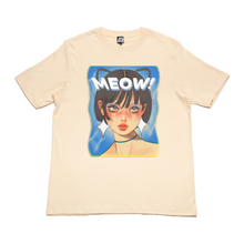 Load image into Gallery viewer, "Meow" Cut and Sew Wide-body Tee Beige/Black