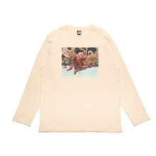 Load image into Gallery viewer, "eyeline; encore" Cut and Sew Wide-body Long Sleeved Tee Beige/Black