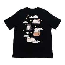 Load image into Gallery viewer, "Cats and Clouds" Cut and Sew Wide-body Tee White/Black