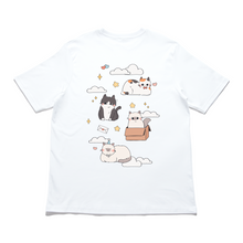 Load image into Gallery viewer, "Cats and Clouds" Cut and Sew Wide-body Tee White/Black