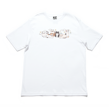 Load image into Gallery viewer, "Cat Parade" Cut and Sew Wide-body Tee White/Black