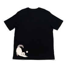 Load image into Gallery viewer, "Cat Yoga" Cut and Sew Wide-body Tee White/Black