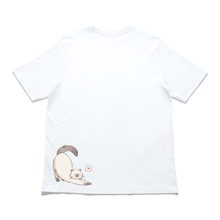 Load image into Gallery viewer, "Cat Yoga" Cut and Sew Wide-body Tee White/Black