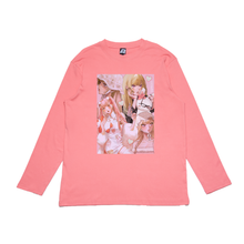 Load image into Gallery viewer, "My Girl Hero" Cut and Sew Wide-body Long Sleeved Tee White/Salmon Pink