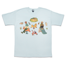 Load image into Gallery viewer, "When we were young" Taper-Fit Heavy Cotton Tee Mint/Sky Blue