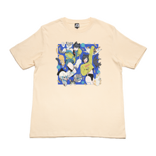 Load image into Gallery viewer, "Catmix"  Cut and Sew Wide-body Tee  Beige / White