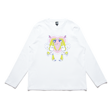 Load image into Gallery viewer, "Catboy Cafe" Cut and Sew Wide-body Long Sleeved Tee Beige/White/Salmon Pink