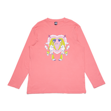 Load image into Gallery viewer, "Catboy Cafe" Cut and Sew Wide-body Long Sleeved Tee Beige/White/Salmon Pink