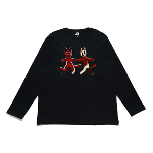 "Cat" Cut and Sew Wide-body Long Sleeved Tee Black