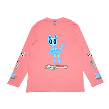 Load image into Gallery viewer, "Melting cat" Cut and Sew Wide-body Long Sleeved Tee Black/White/Beige/Salmon Pink