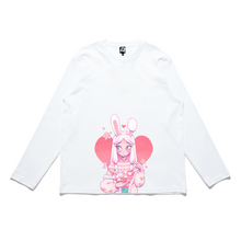 Load image into Gallery viewer, "Lucky bunny dtiys" Cut and Sew Wide-body Long Sleeved Tee Salmon Pink