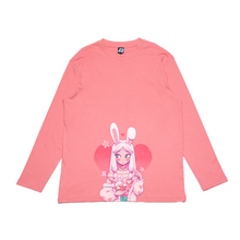 Load image into Gallery viewer, "Lucky bunny dtiys" Cut and Sew Wide-body Long Sleeved Tee Salmon Pink
