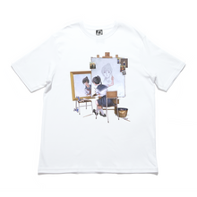 Load image into Gallery viewer, "Triple self portrait" Cut and Sew Wide-body Tee White/Black