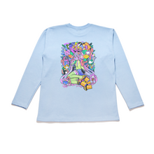 Load image into Gallery viewer, "Blossom Genesis" Taper-Fit Heavy Cotton Long Sleeve Tee Sky Blue/ Mint/ Rose