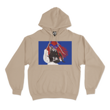 Load image into Gallery viewer, "Charm" Fleece Hoodie Beige/Cobalt Blue