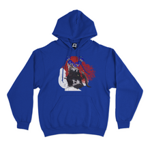 Load image into Gallery viewer, "Charm" Fleece Hoodie Beige/Cobalt Blue