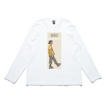 Load image into Gallery viewer, "Bored, Just be You" Cut and Sew Wide-body Long Sleeved Tee White/Black