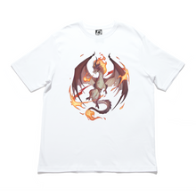 Load image into Gallery viewer, "Fire Dragon" Cut and Sew Wide-body Tee White/Black/Beige