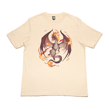 Load image into Gallery viewer, "Fire Dragon" Cut and Sew Wide-body Tee White/Black/Beige