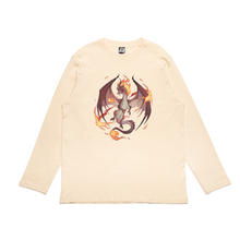 Load image into Gallery viewer, "Fire Dragon" Cut and Sew Wide-body Long Sleeved Tee White/Black/Beige