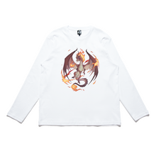 Load image into Gallery viewer, "Fire Dragon" Cut and Sew Wide-body Long Sleeved Tee White/Black/Beige