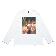 Load image into Gallery viewer, "Sunglasses" Cut and Sew Wide-body Long Sleeved Tee White/Black
