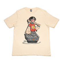Load image into Gallery viewer, "Girl On TV" Cut and Sew Wide-body Tee Black/Beige
